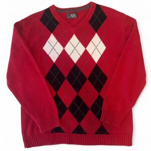 Preppy Red and black argyle sweater by XG